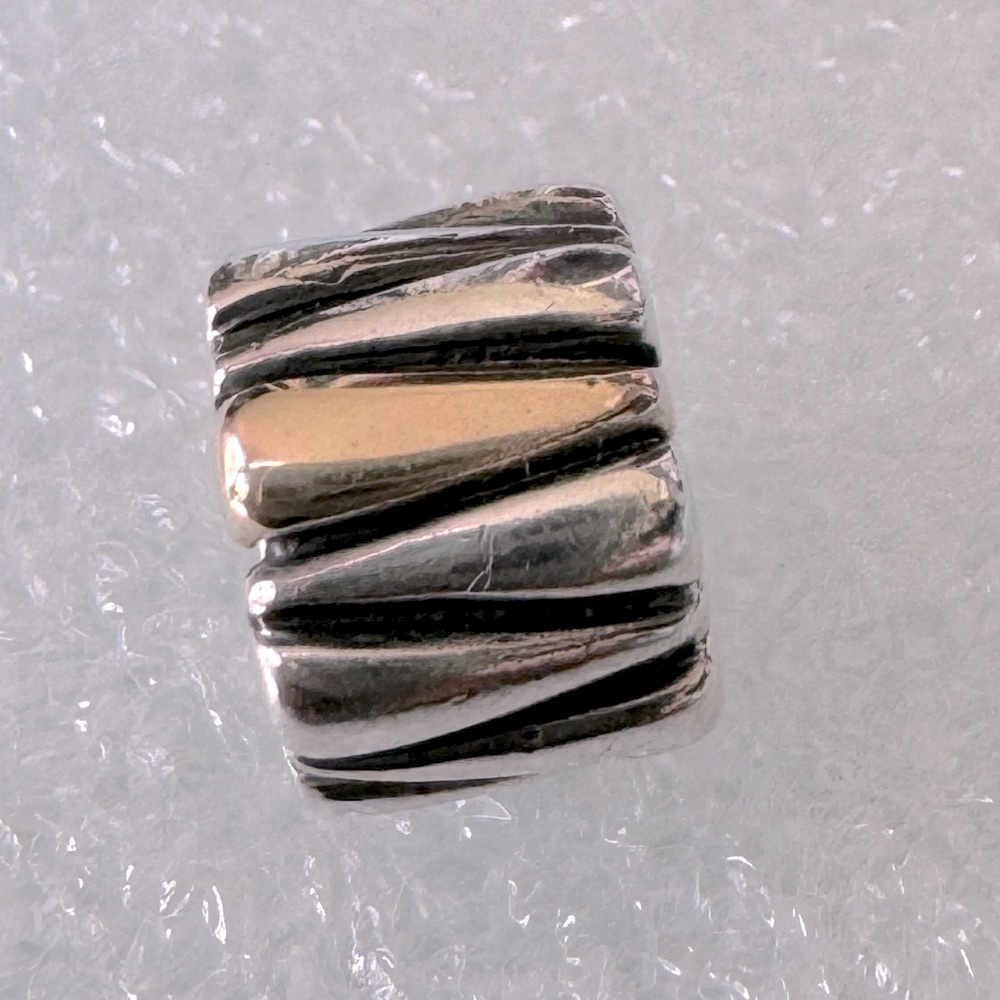 Authentic Pandora Sterling Silver and 14k Gold TRIANGLES Charm #790357
